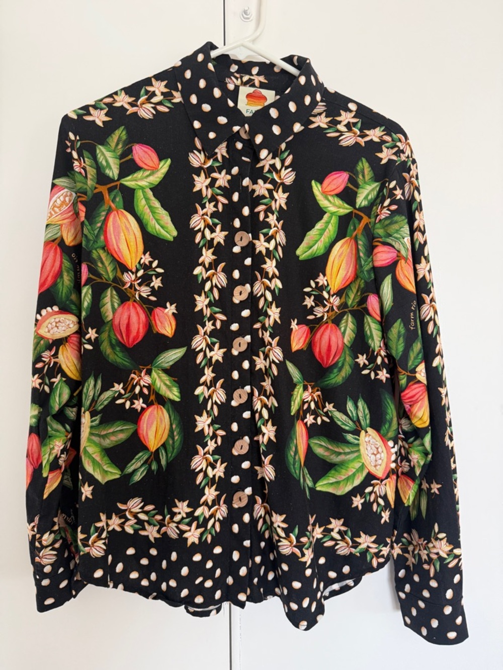 FARM Rio Cocoa Paradise Linen Blend blouse